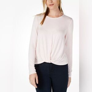 Maison Jules Womens Knit Knot Front T-Shirt NWT Size Small